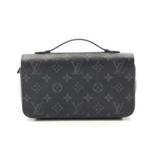 Louis Vuitton Zippy Monogram Eclipse Black Long Wallet Leather Black